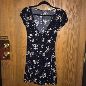 small button up floral black sun dress